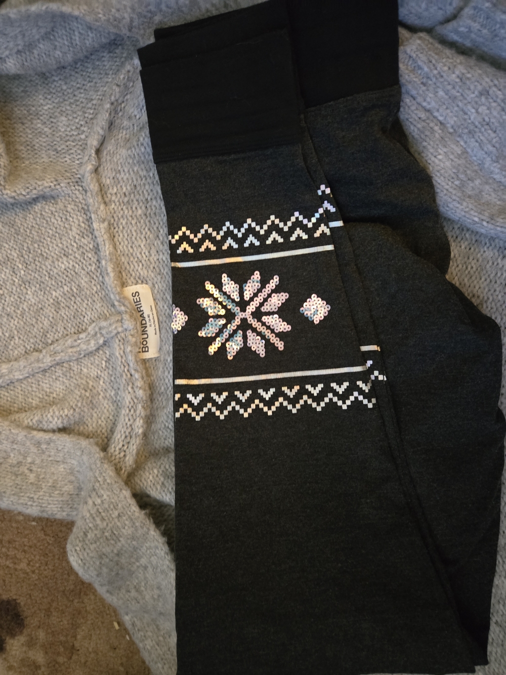 PINK Embellished Black Sweatpants with Snowflake Detail - Picture 2 of 6